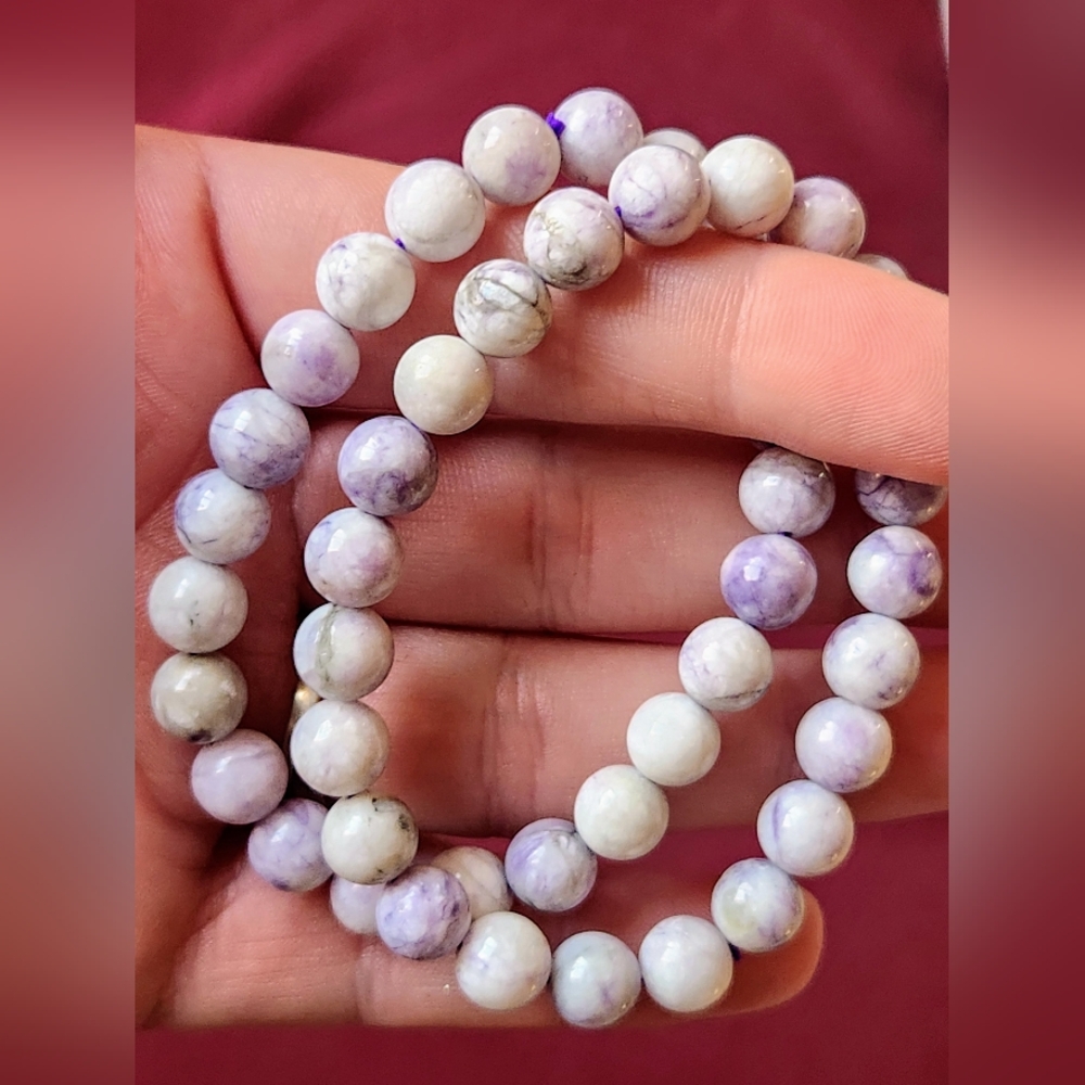 Purple Tiffany Jasper Beaded Stretch Bracelet